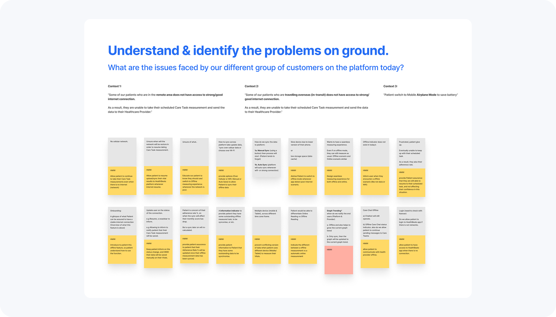 Stakeholder insights shaped HMW questions and guided Offline Mode design.
